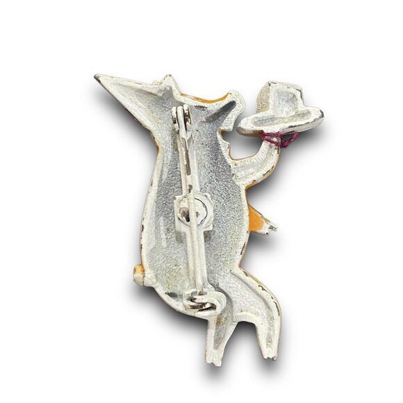 Vintage Happy Birthday Celebration Cake Pig Piggy Pin Figure Brooch Metal Enamel - Picture 2 of 3